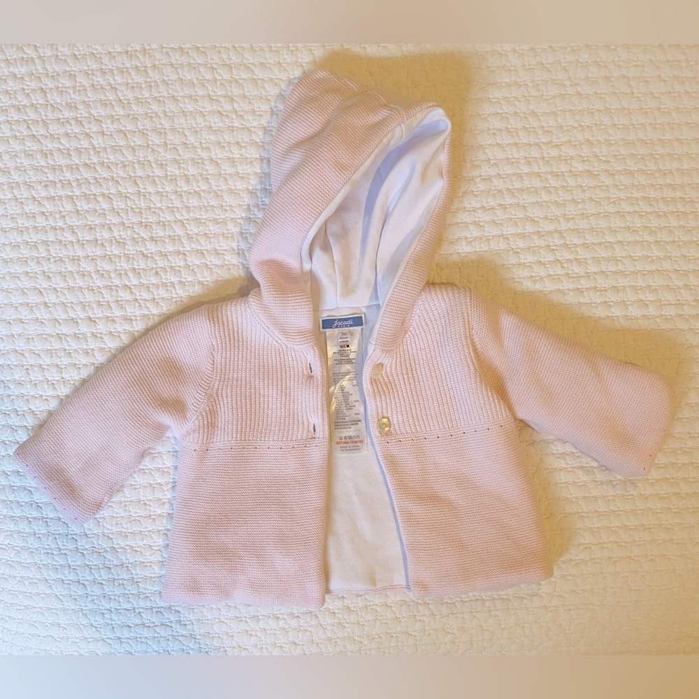 NWOT Jacadi Paris Baby Girl Lined Jacket, Pale Pink, 0-3mo